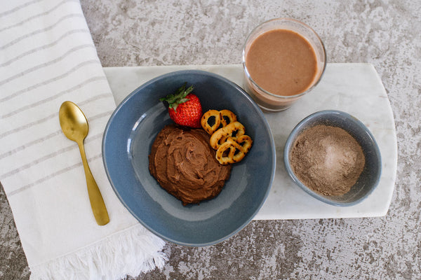 Savory chocolate protein pudding breakfast with a shake or quick snack. Canada weight loss programs High Peak Nutrition Canada.