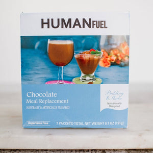 HumanFuel Chocolate Meal Replacement. Naturally & Artificially flavoured. High Peak Nutrition Canada.