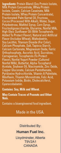 Ingredients List. High Peak Nutrition Canada.