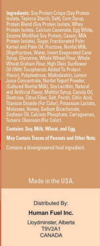 Ingredients list. High Peak Nutrition Canada