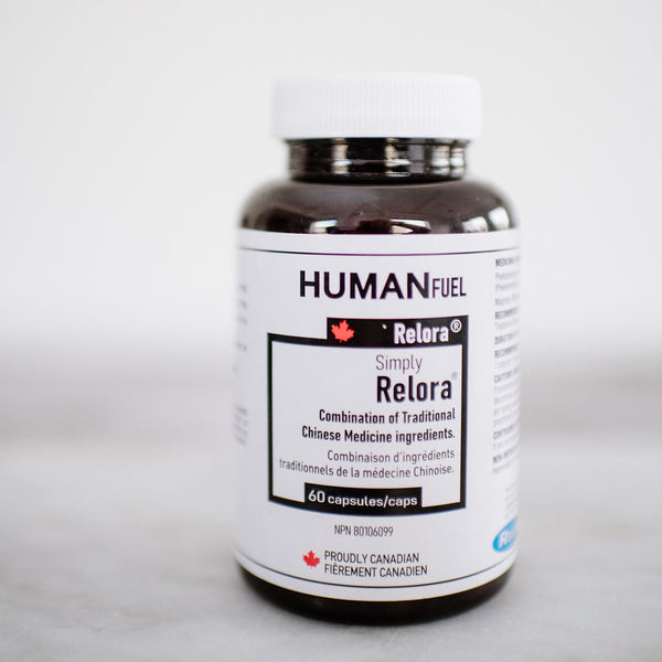 HUMANfuel weight loss nutrition pills bottle to ease stress and sleep. Simply Relora 60 capsules, High Peak Nutrition Canada.